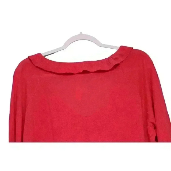 NWT Ann Taylor LOFT Sz XXL Blouse Long Sleeve Pink Linen Cotton Colorful Ruffle - Picture 10 of 13